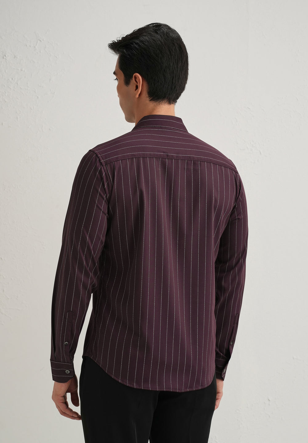 Wine Vertical Stripe Shirt