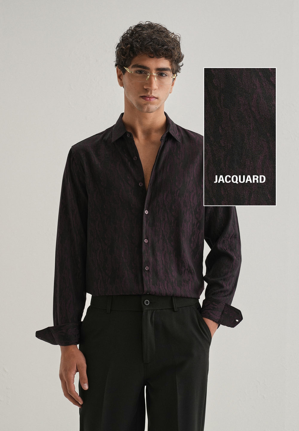 Wine Abstract Jacquard Shirt