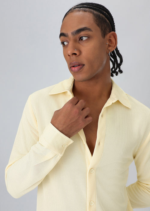 Yellow Plain Knitted Shirt