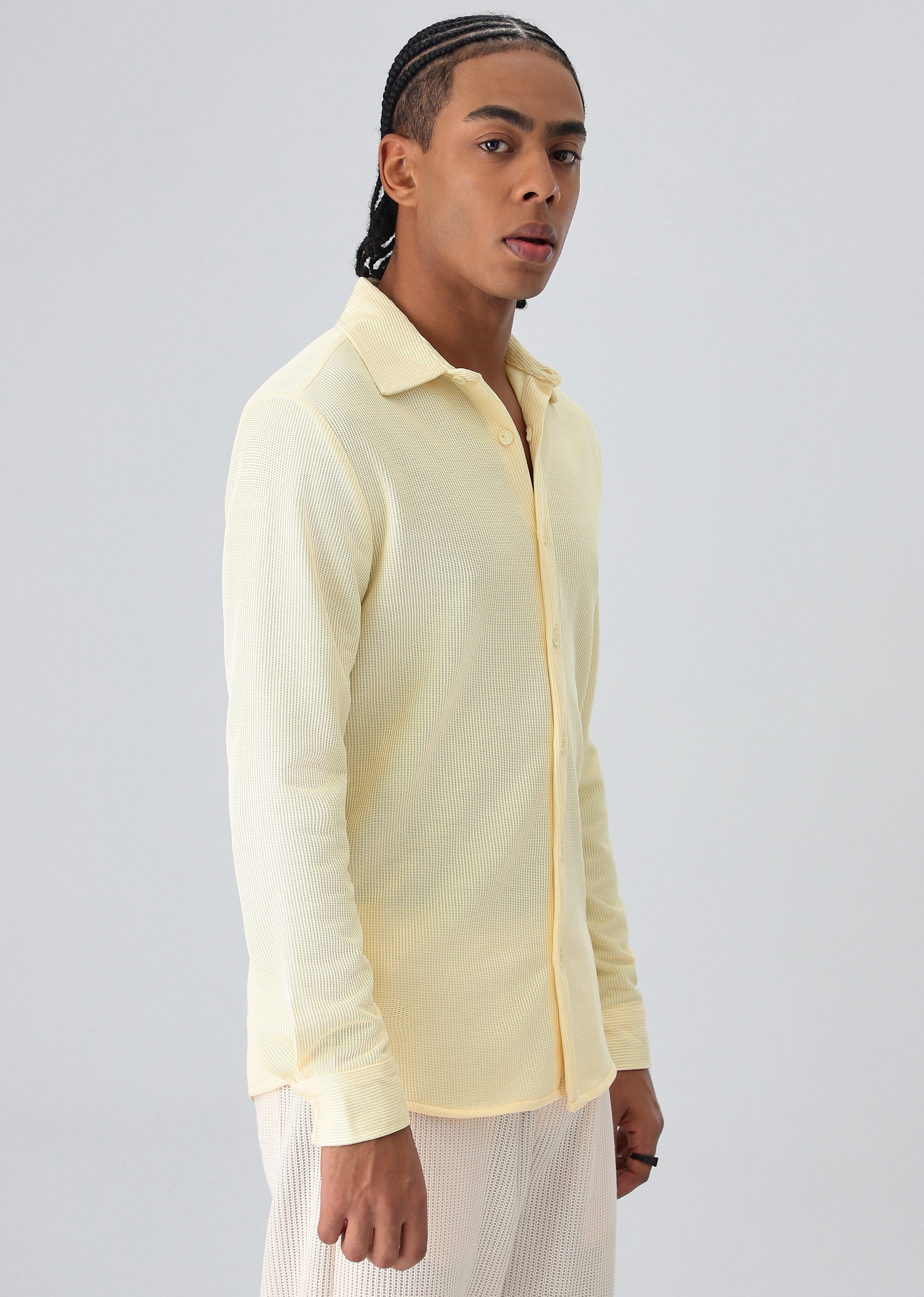 Yellow Plain Knitted Shirt