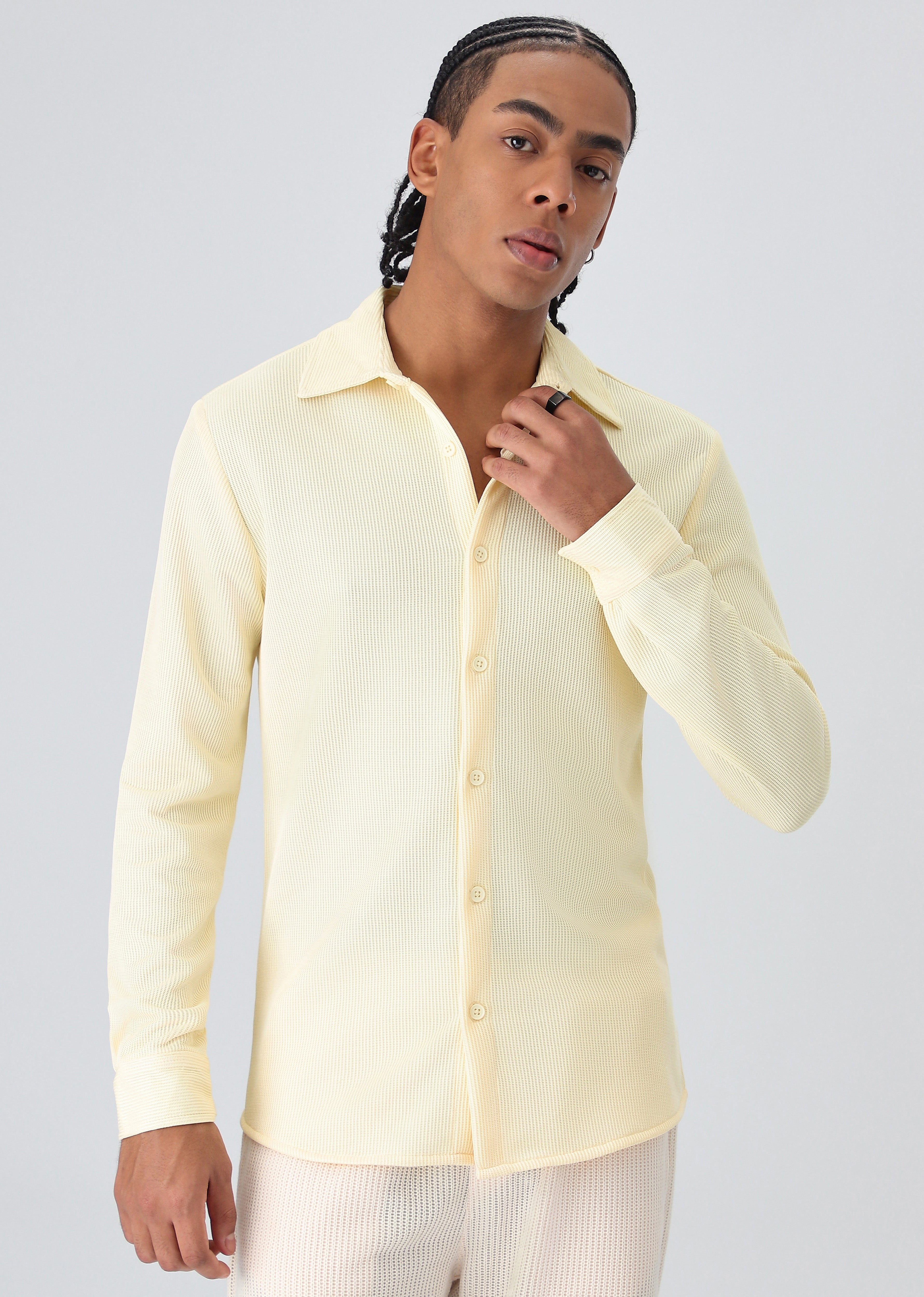 Yellow Plain Knitted Shirt