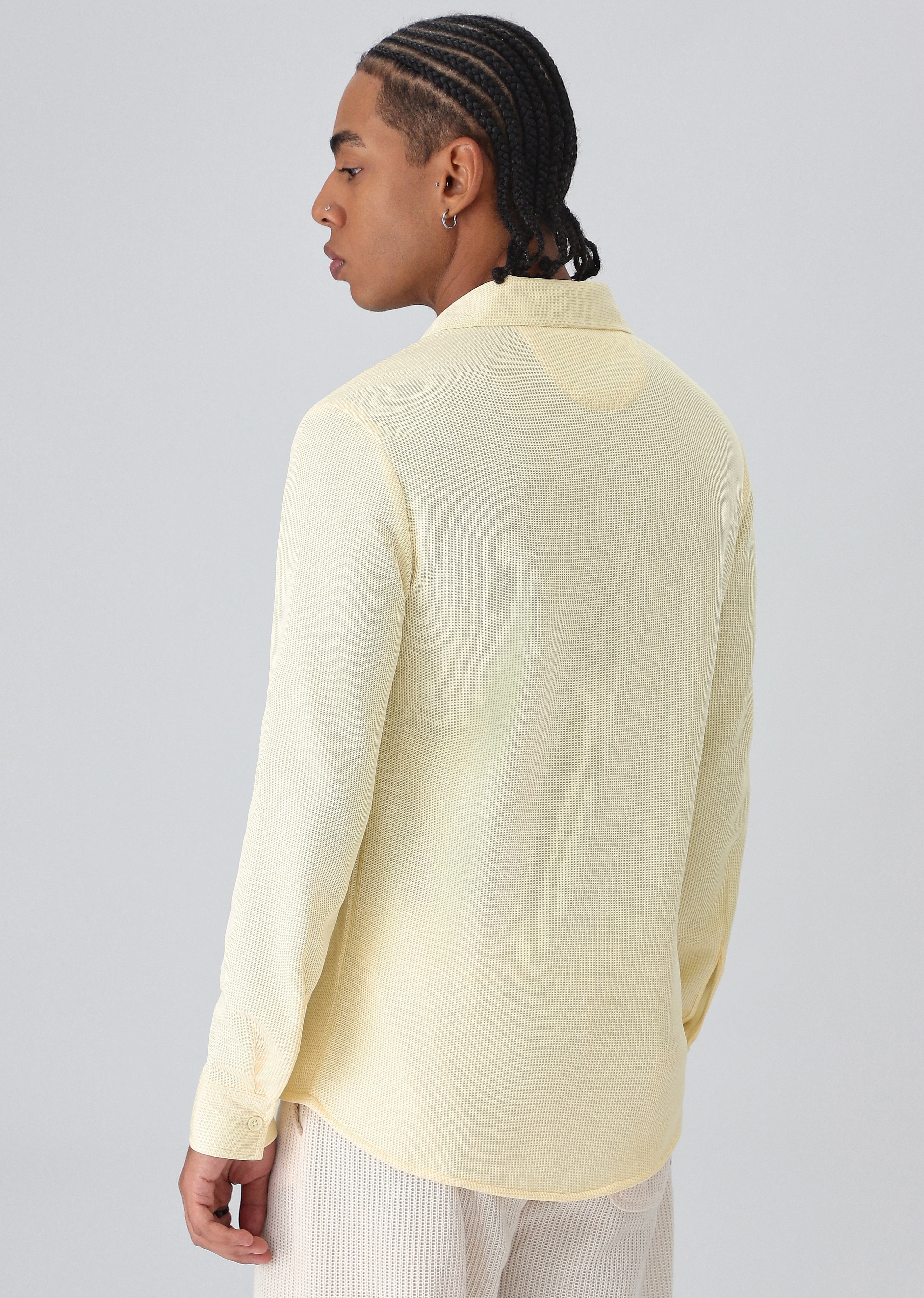 Yellow Plain Knitted Shirt