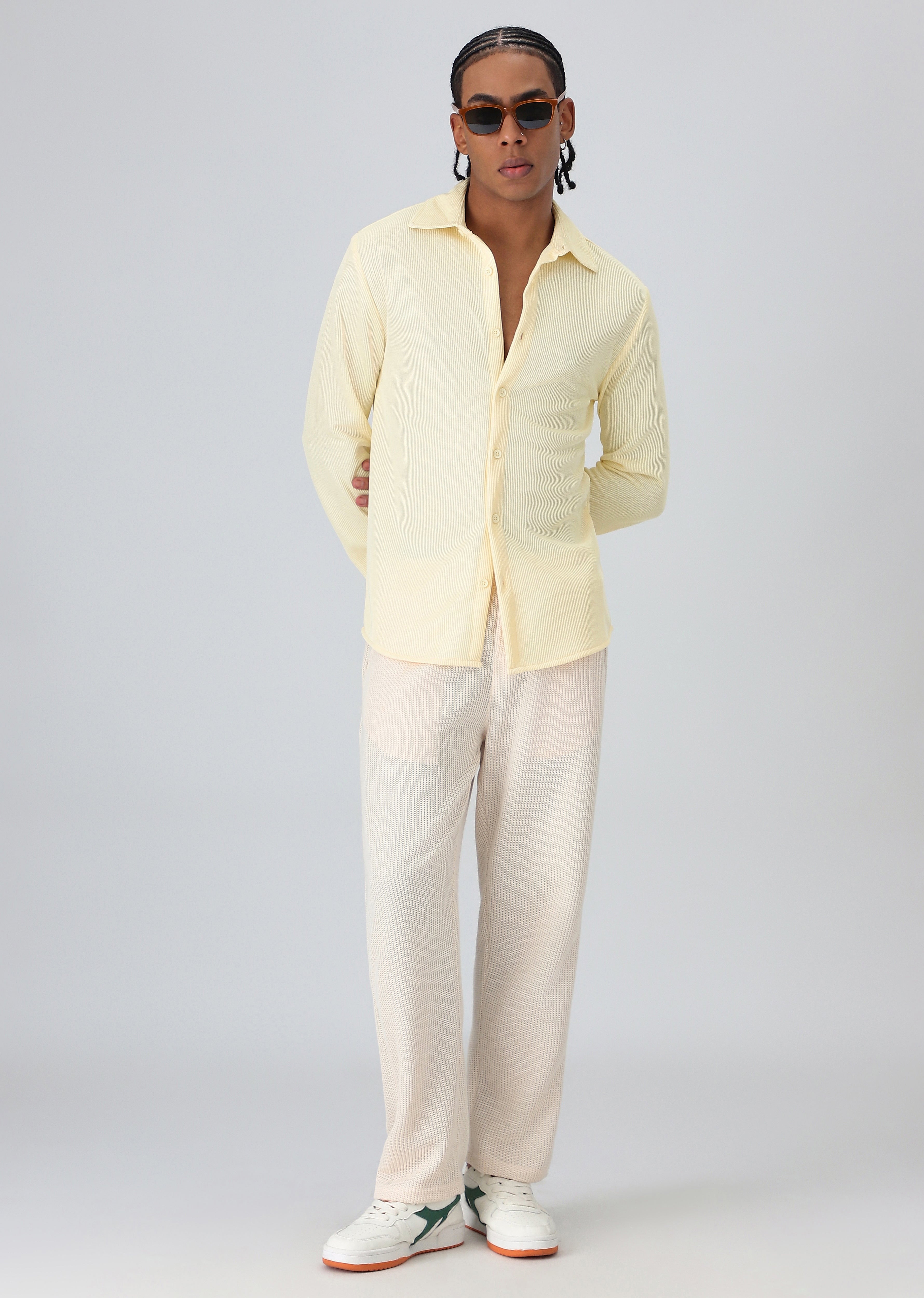 Yellow Plain Knitted Shirt