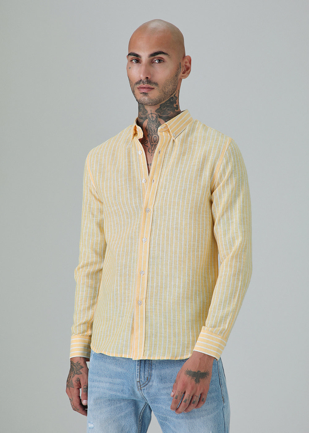 Yellow Stripe Linen Shirt