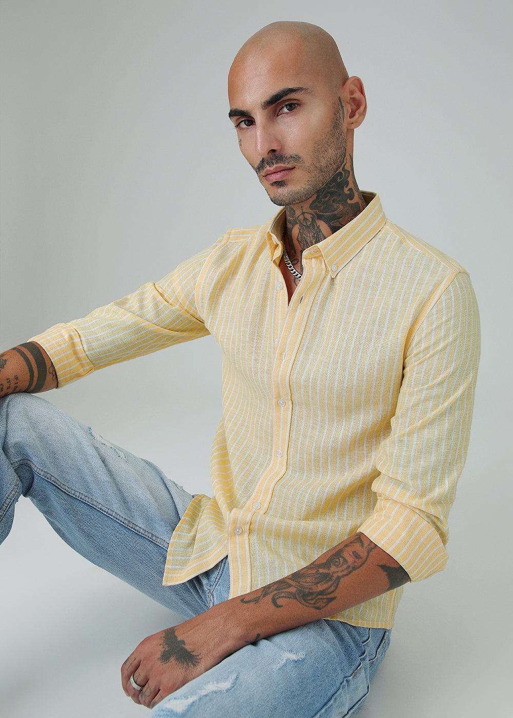 Yellow Stripe Linen Shirt