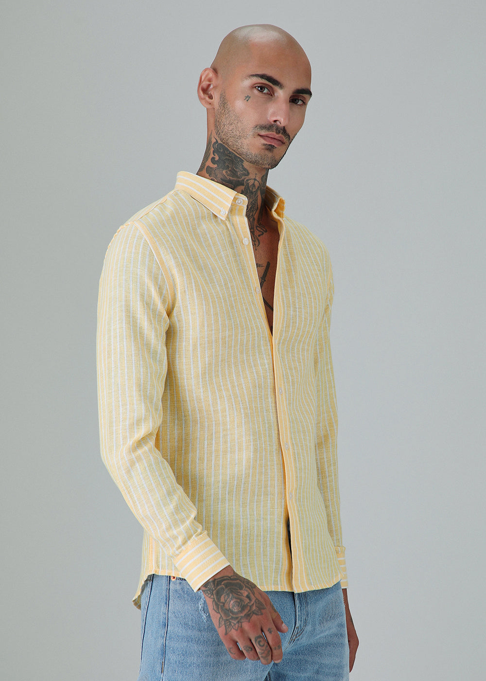 Yellow Stripe Linen Shirt