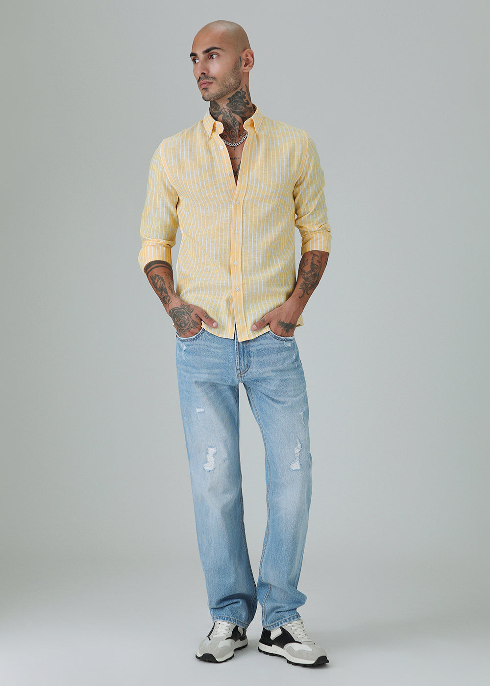 Yellow Stripe Linen Shirt