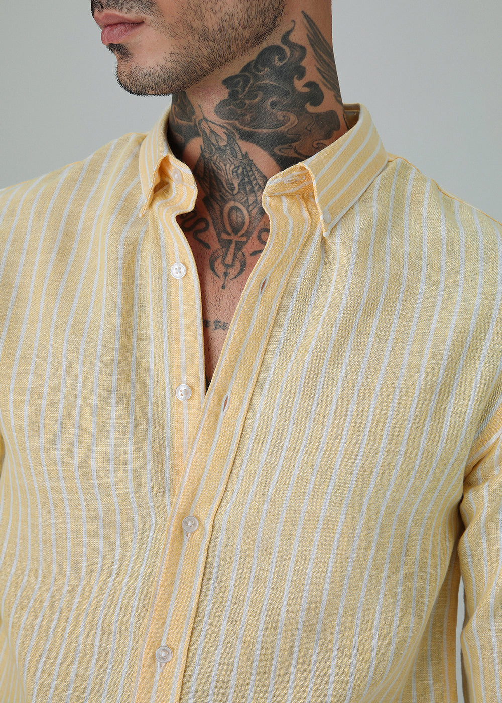 Yellow Stripe Linen Shirt