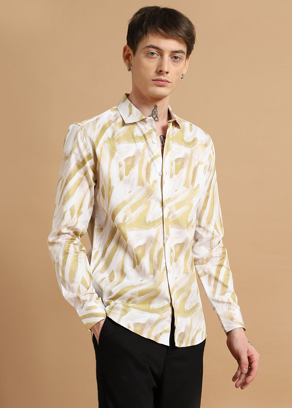 Yellow Marble Printed shirt