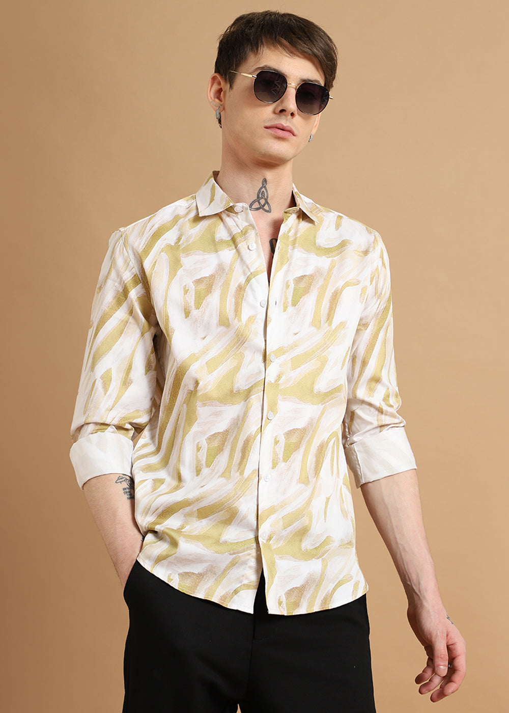 Yellow Marble Printed shirt