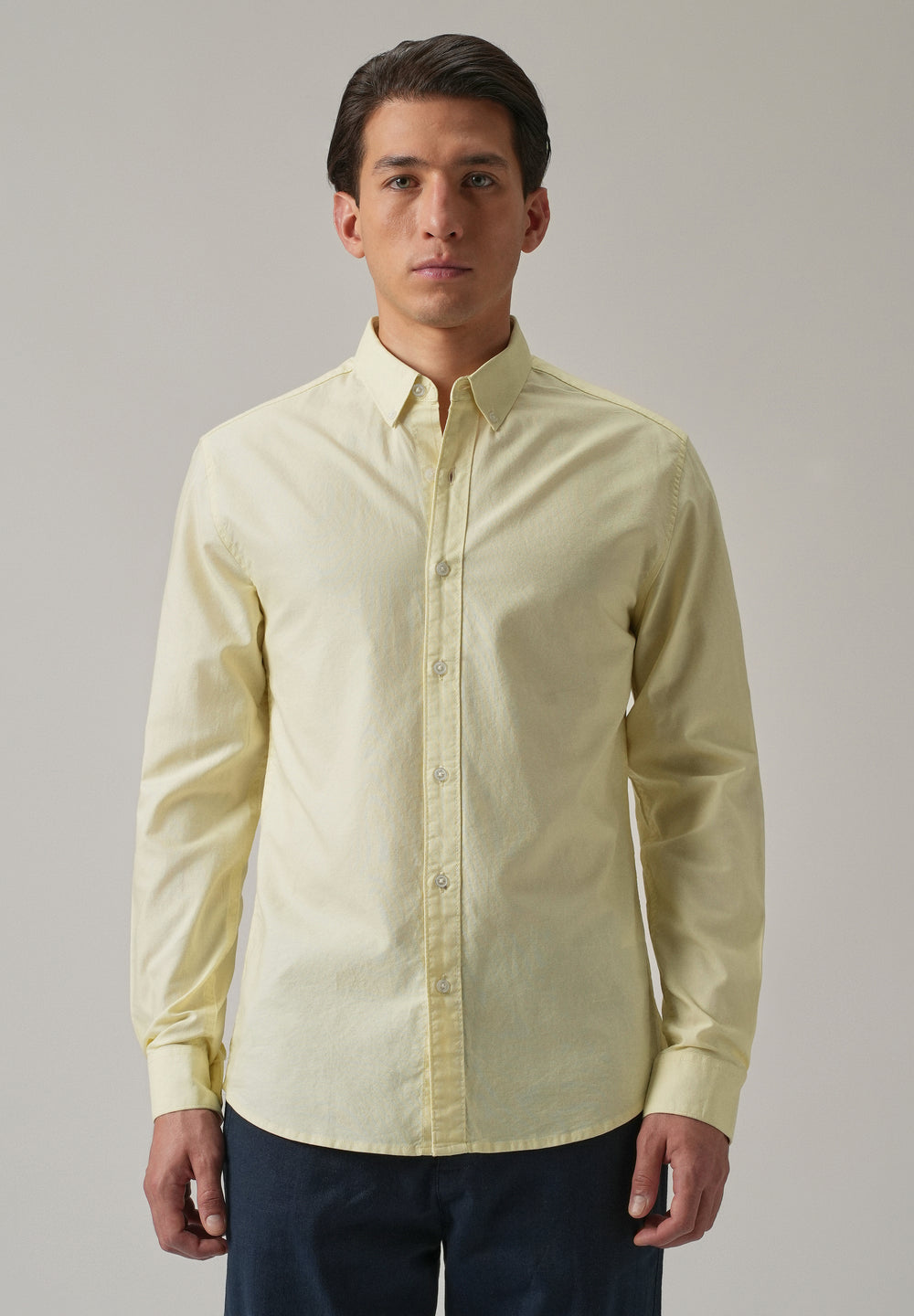 Yellow Plain Elbow Patch Oxford Shirt