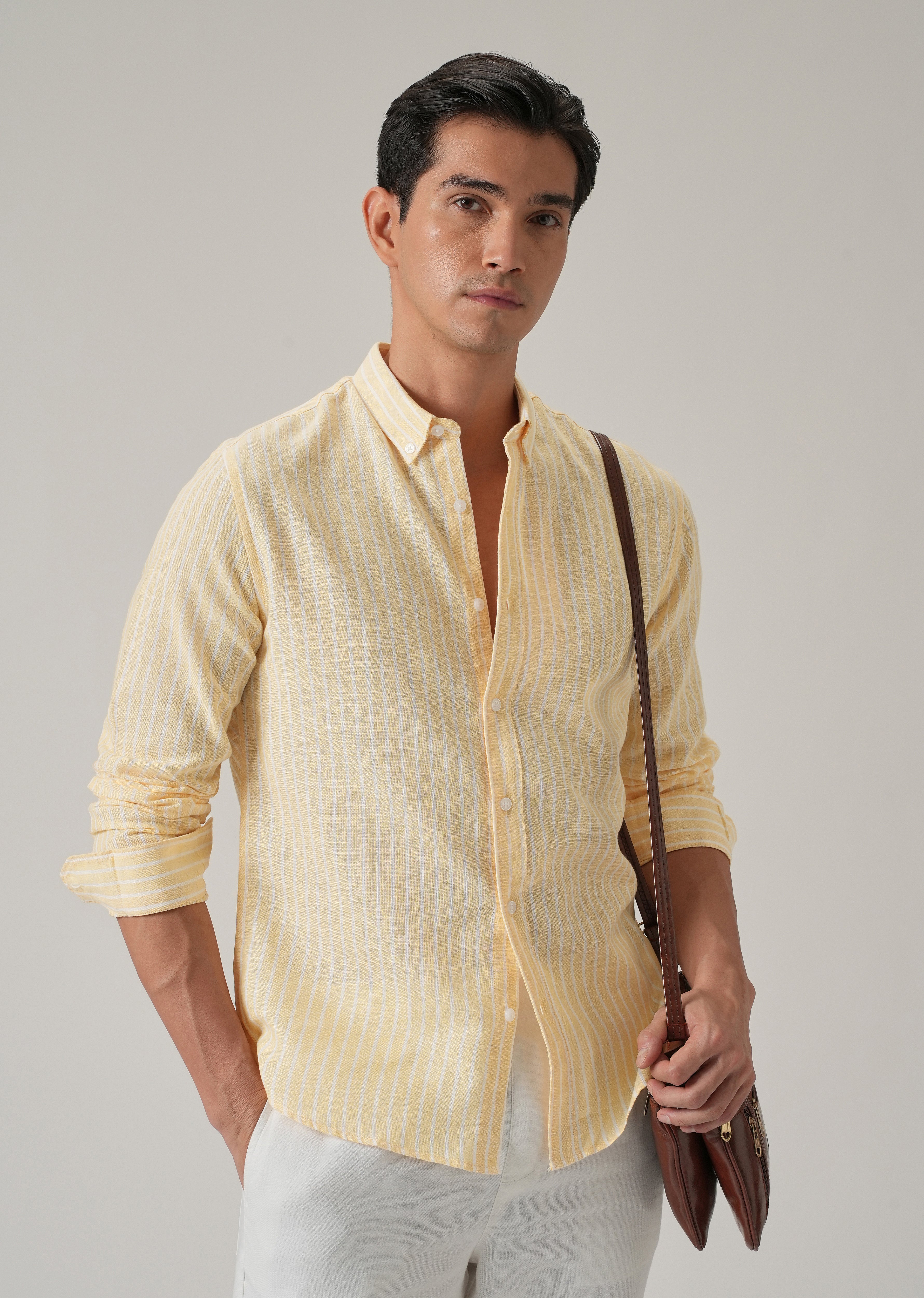 Yellow Stripe Linen Shirt