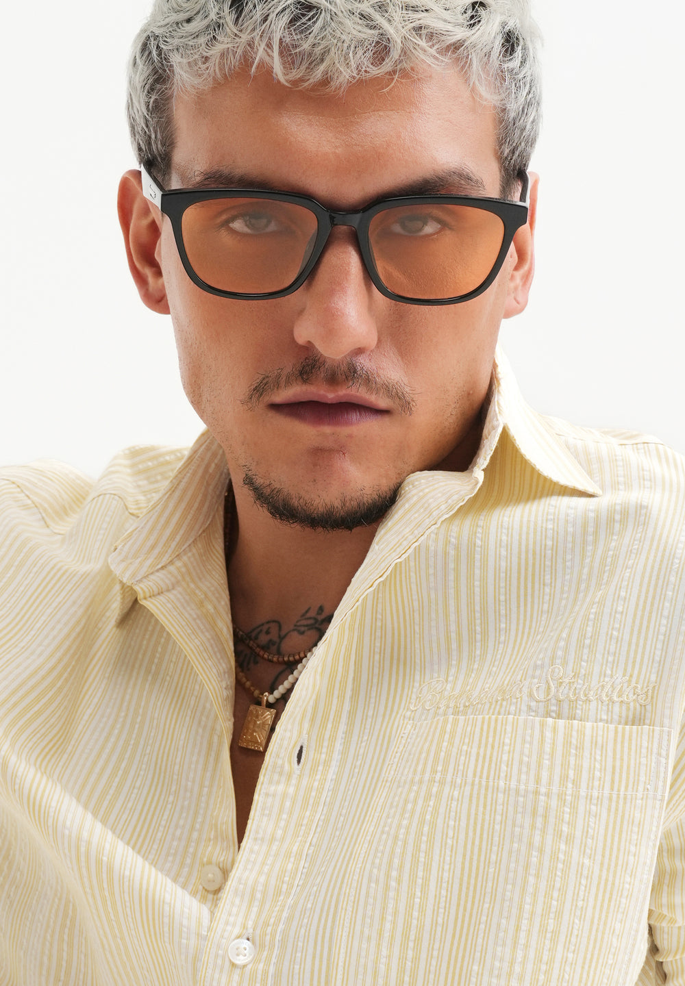 Yellow Textured Vertical Stripe Shirt