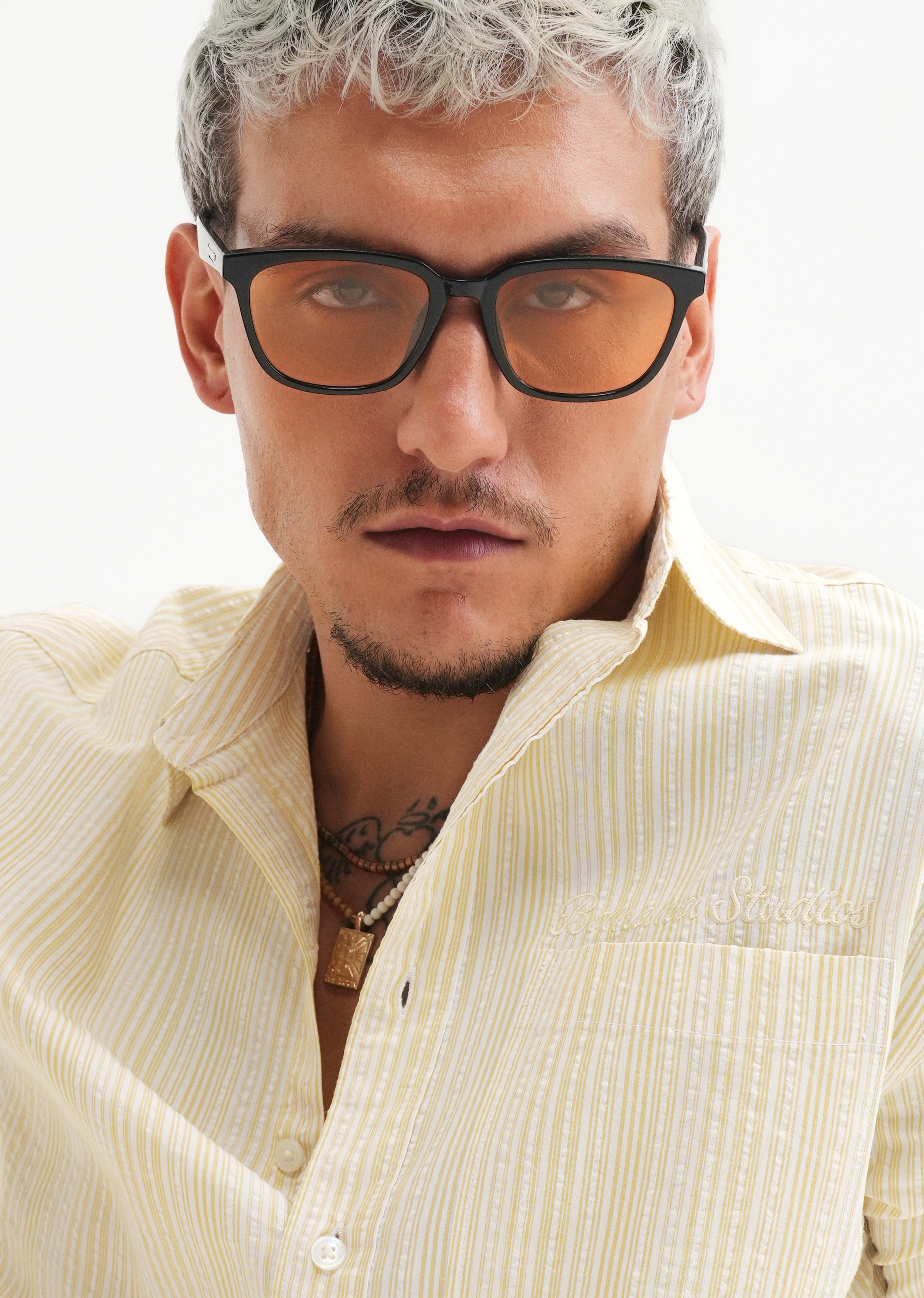 Yellow Textured Vertical Stripe Shirt