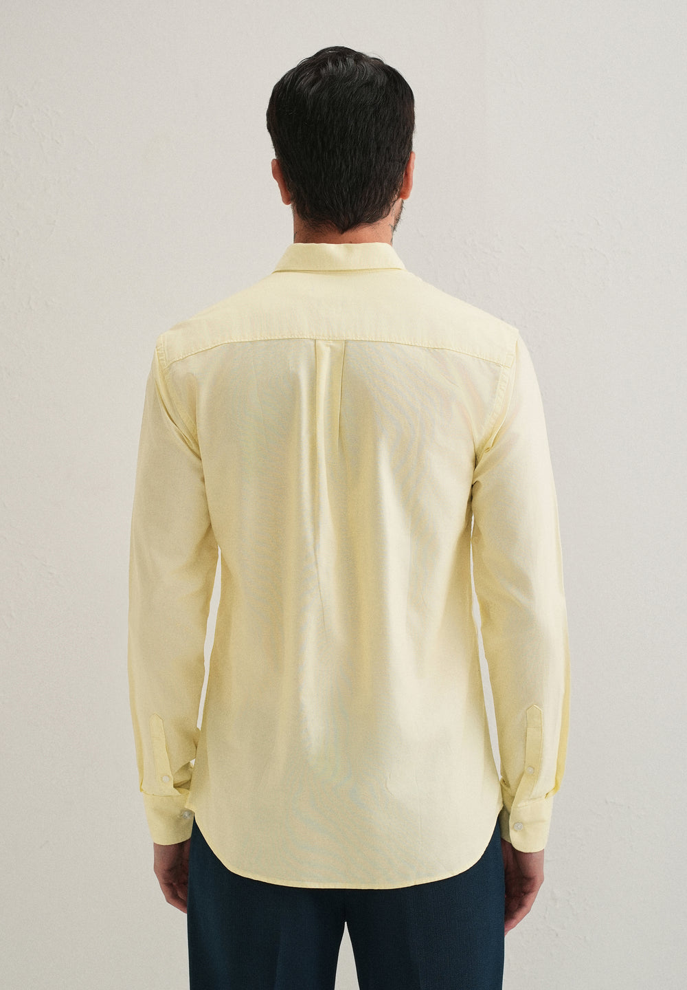 Yellow Plain Cotton Oxford Shirt