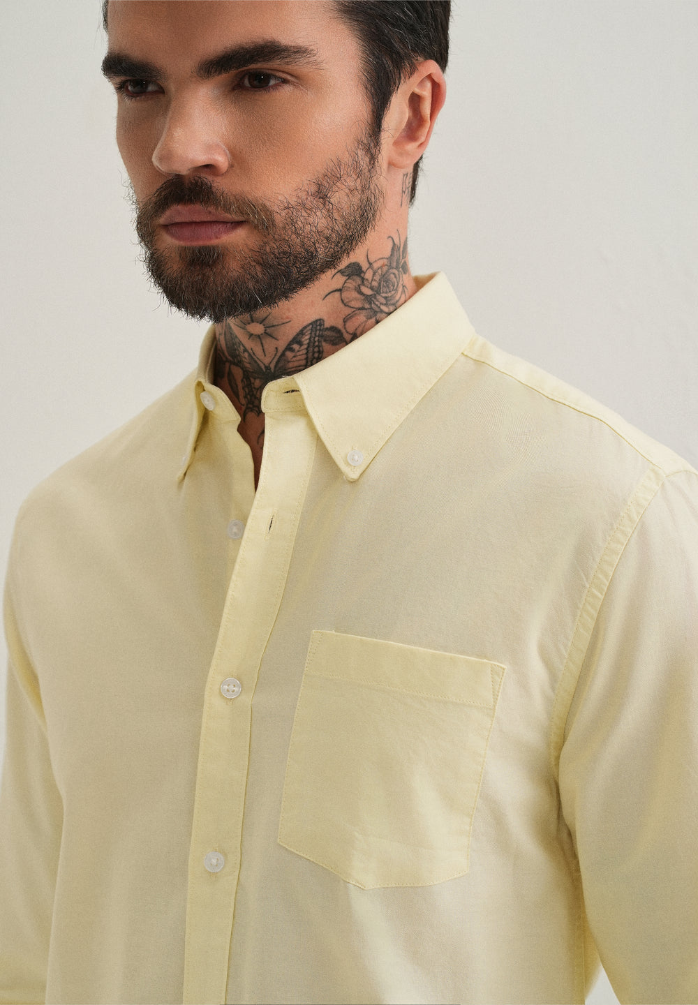 Yellow Plain Cotton Oxford Shirt
