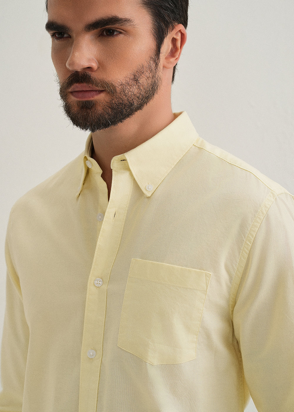 Yellow Plain Cotton Oxford Shirt
