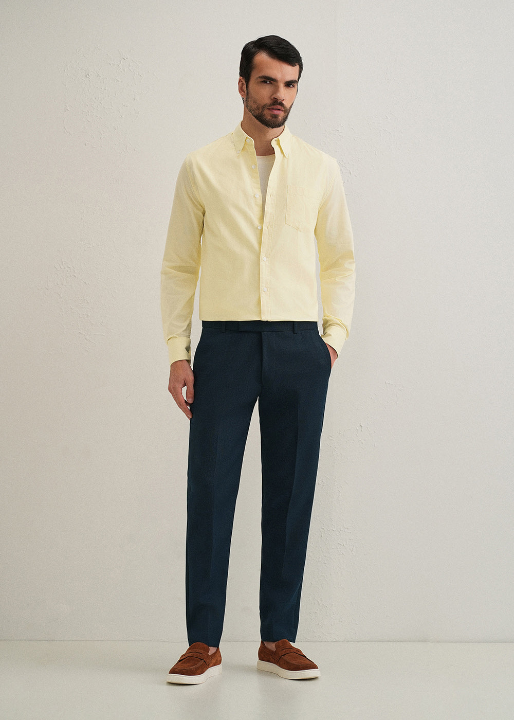 Yellow Plain Cotton Oxford Shirt