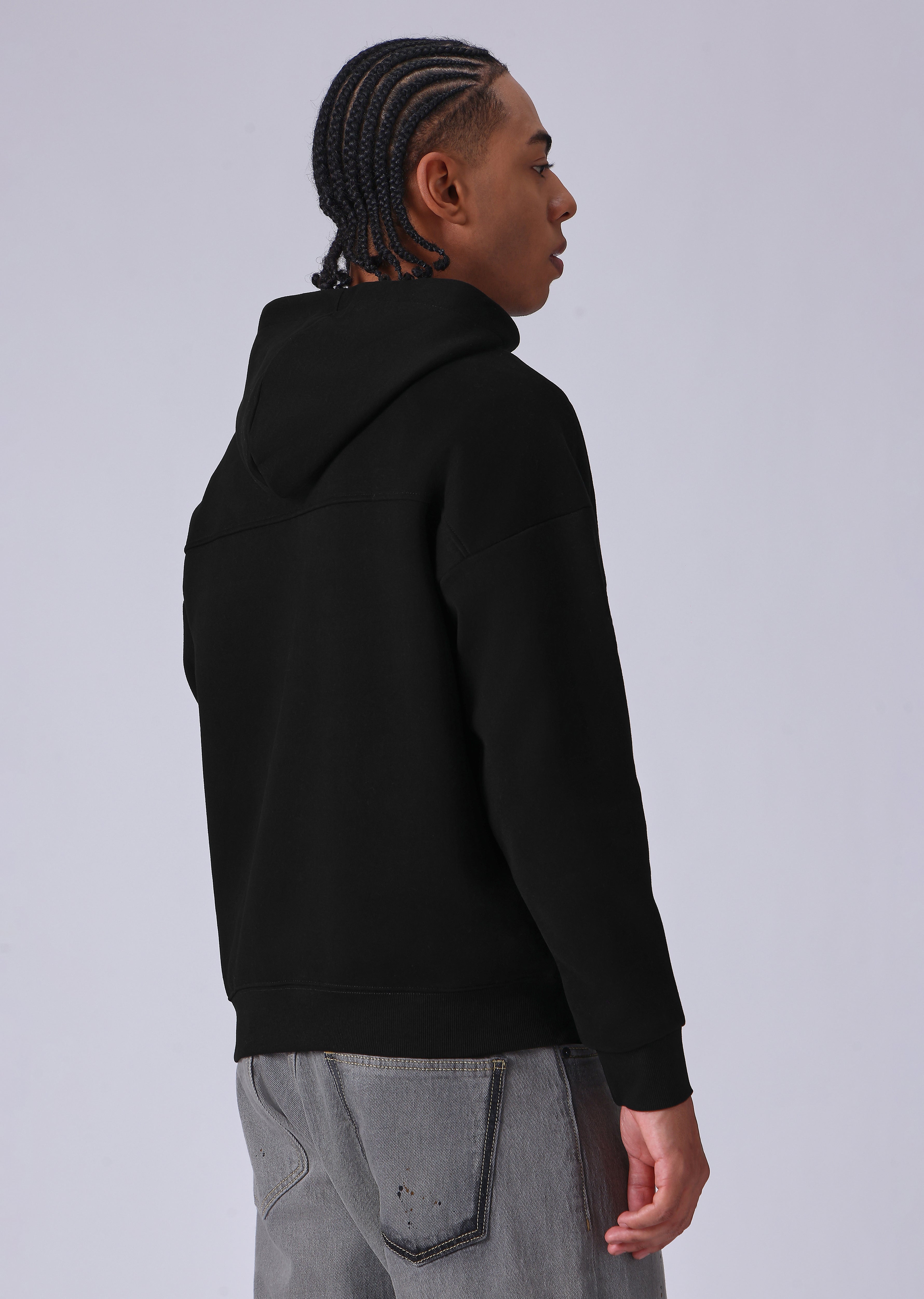 Zipped Style Black Hoodie