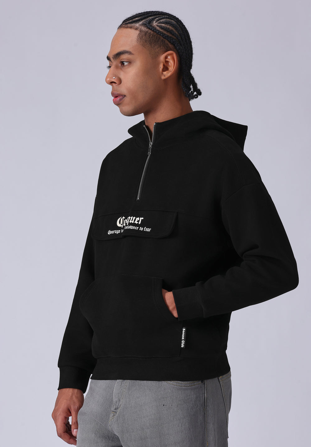 Zipped Style Black Hoodie