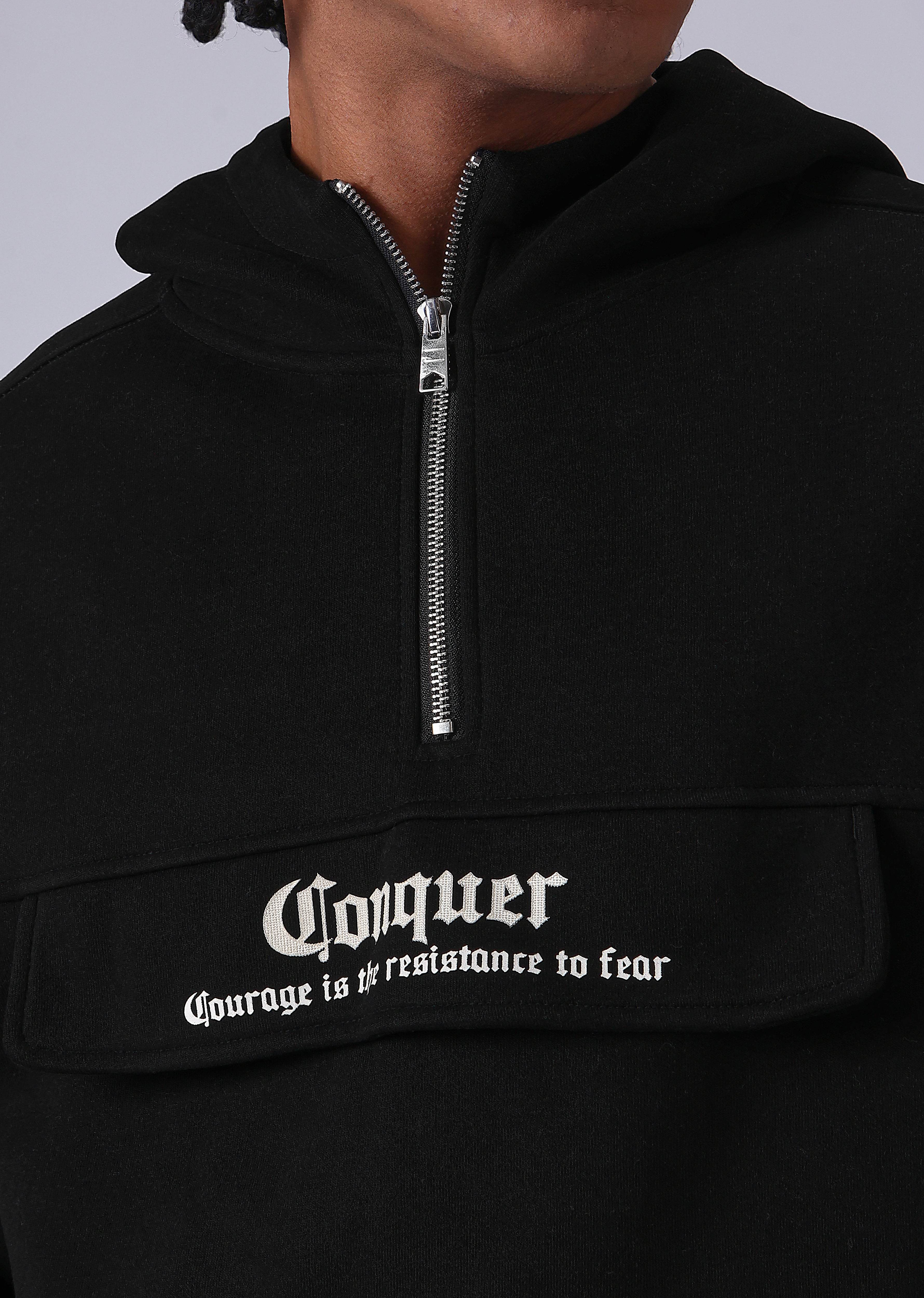 Zipped Style Black Hoodie