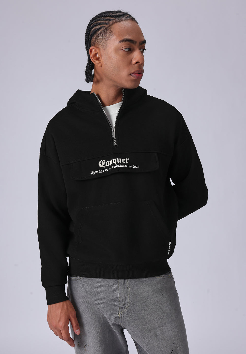 Zipped Style Black Hoodie