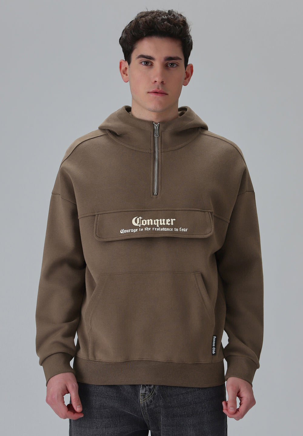 Zipper Style Brown Hoodie