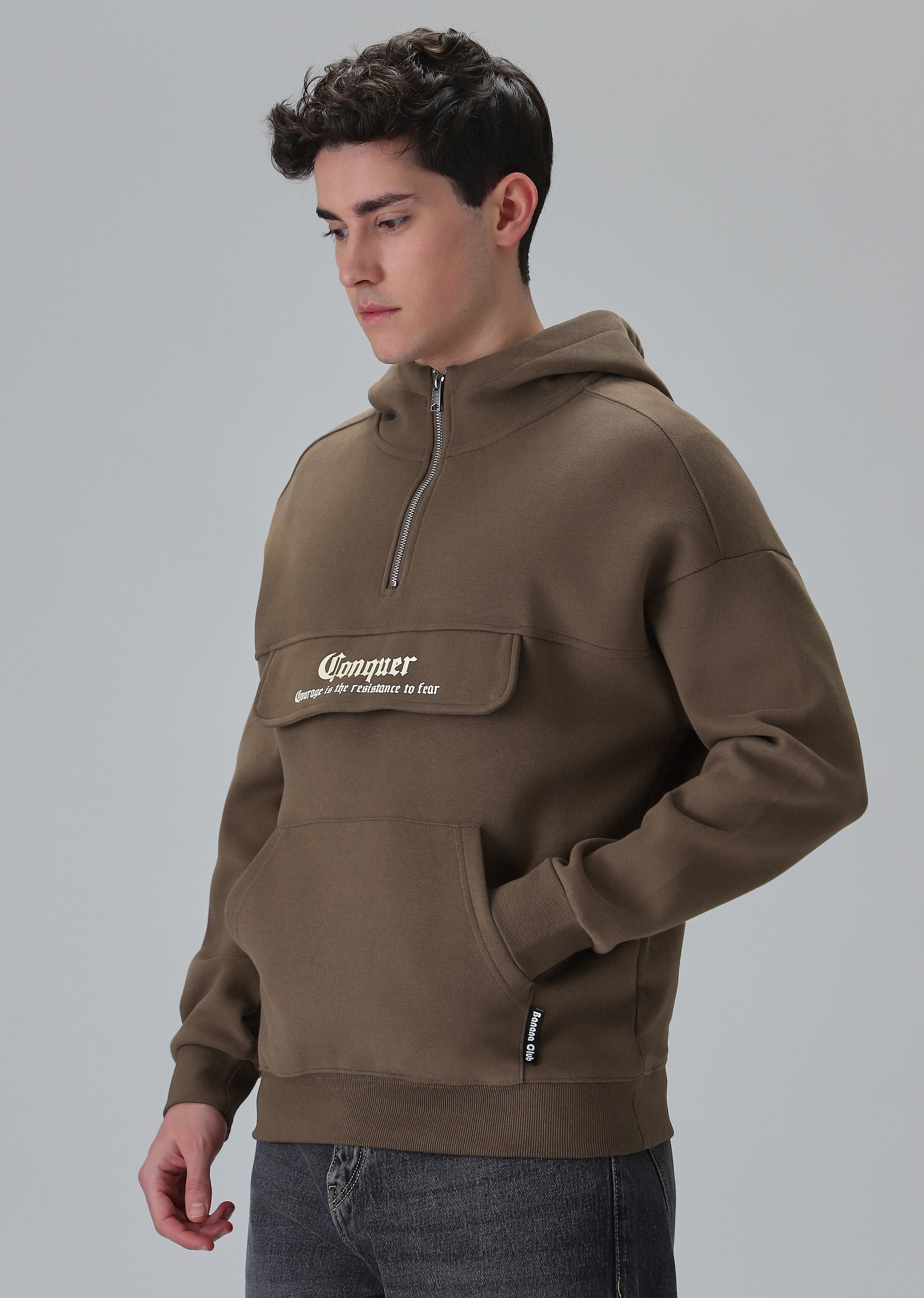 Zipper Style Brown Hoodie