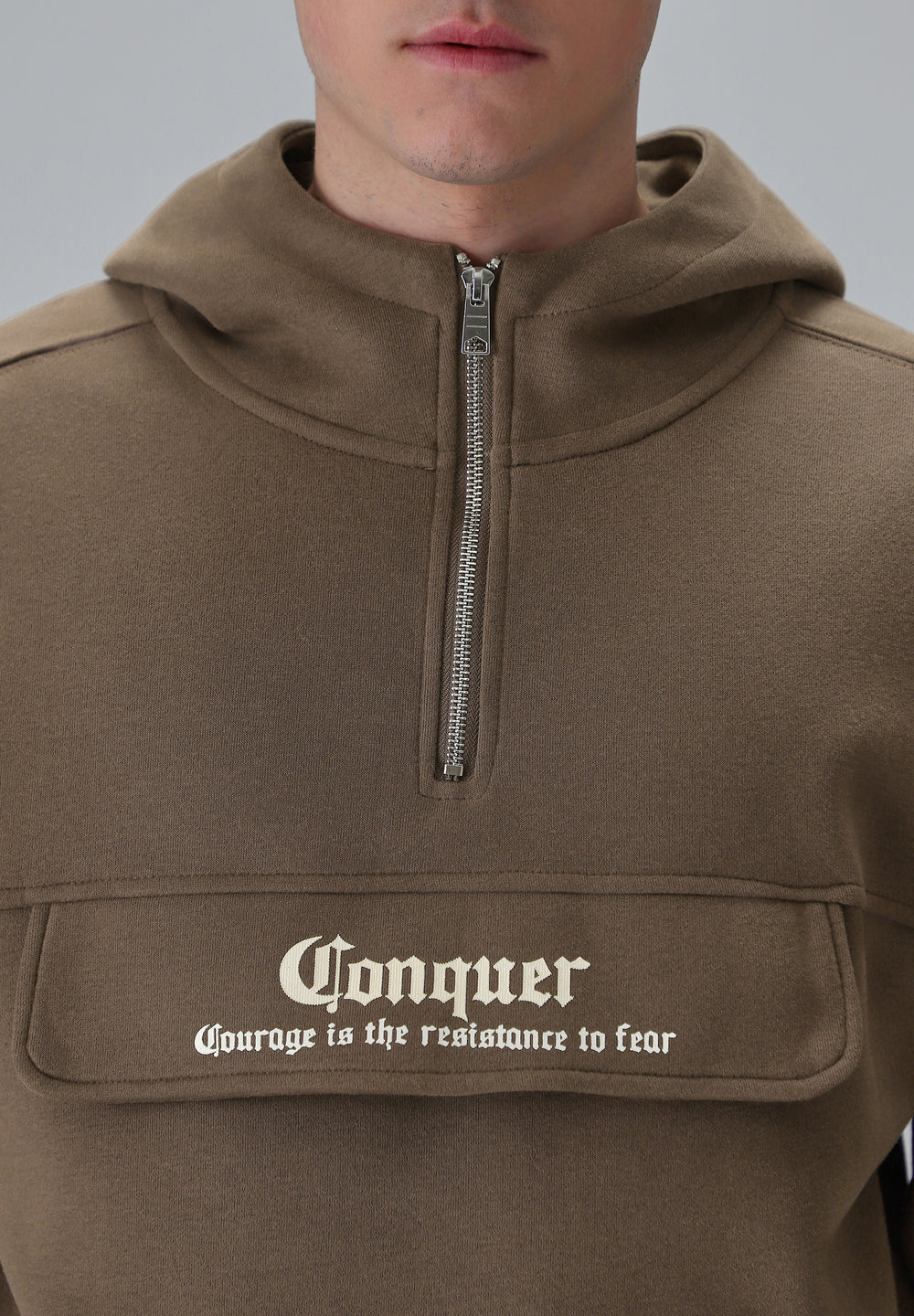 Zipper Style Brown Hoodie