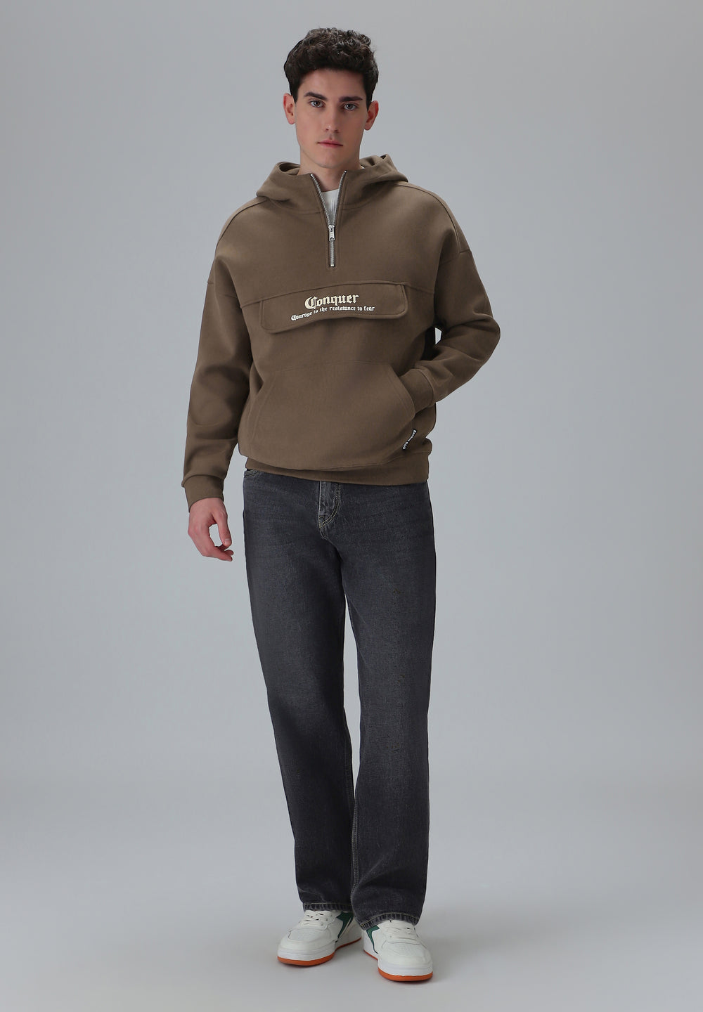 Zipper Style Brown Hoodie