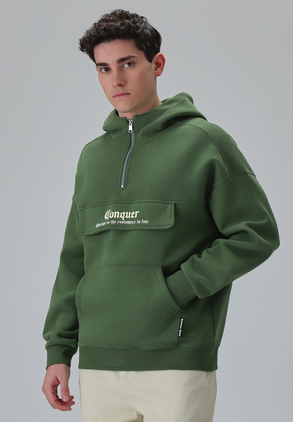 Zipper Style Green Hoodie