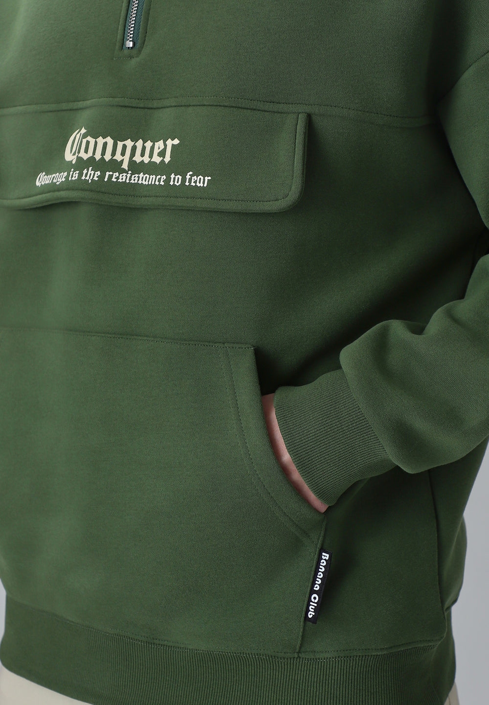 Zipper Style Green Hoodie