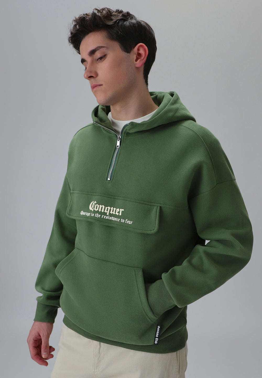 Zipper Style Green Hoodie