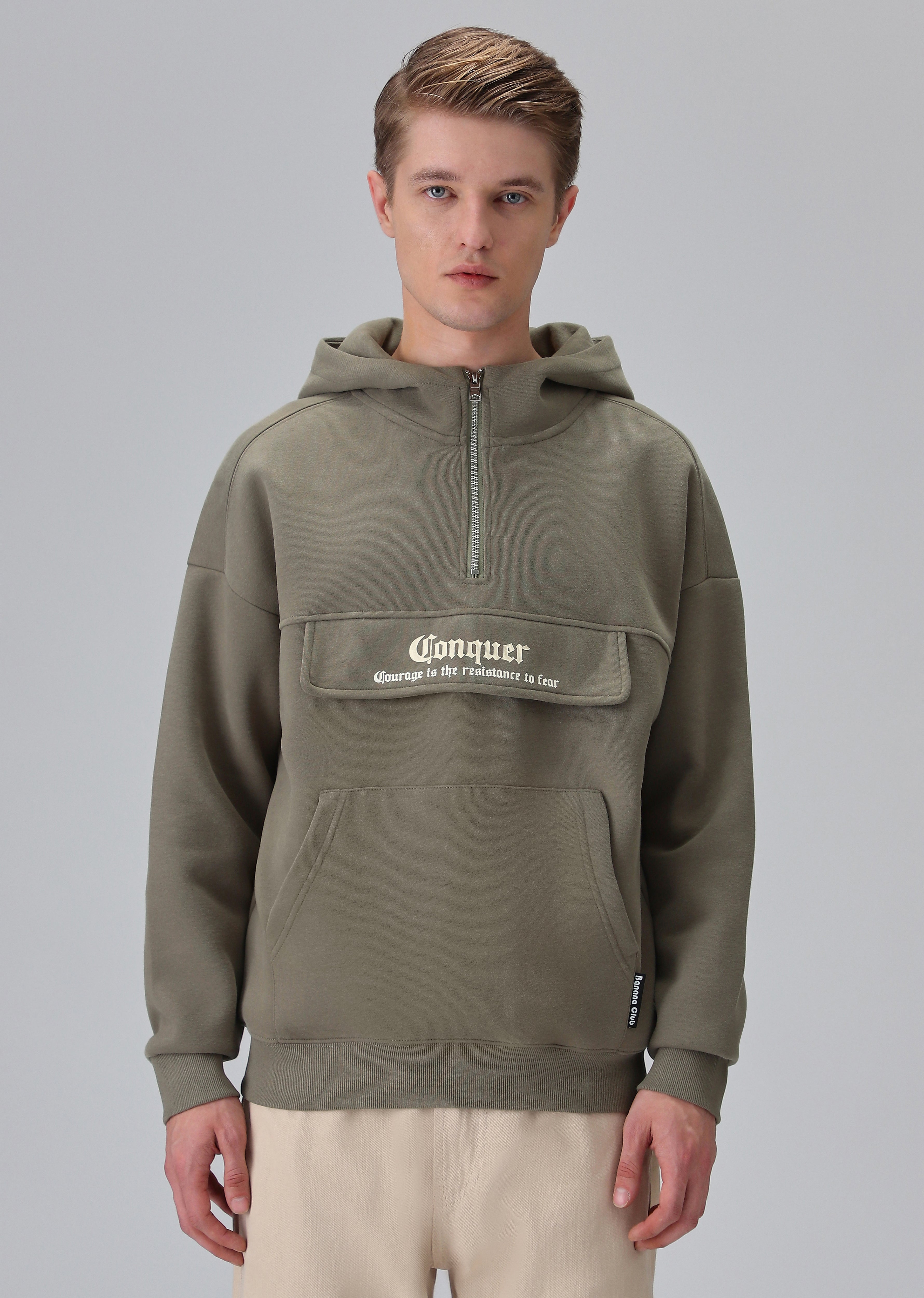 Zipper Style Olive Hoodie