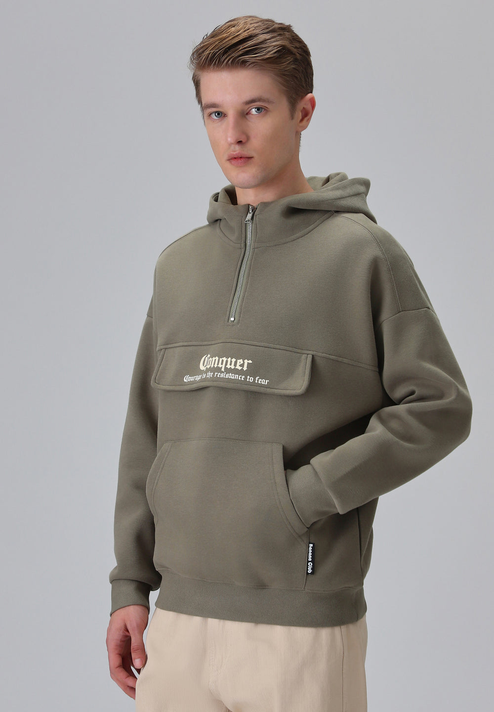 Zipper Style Olive Hoodie