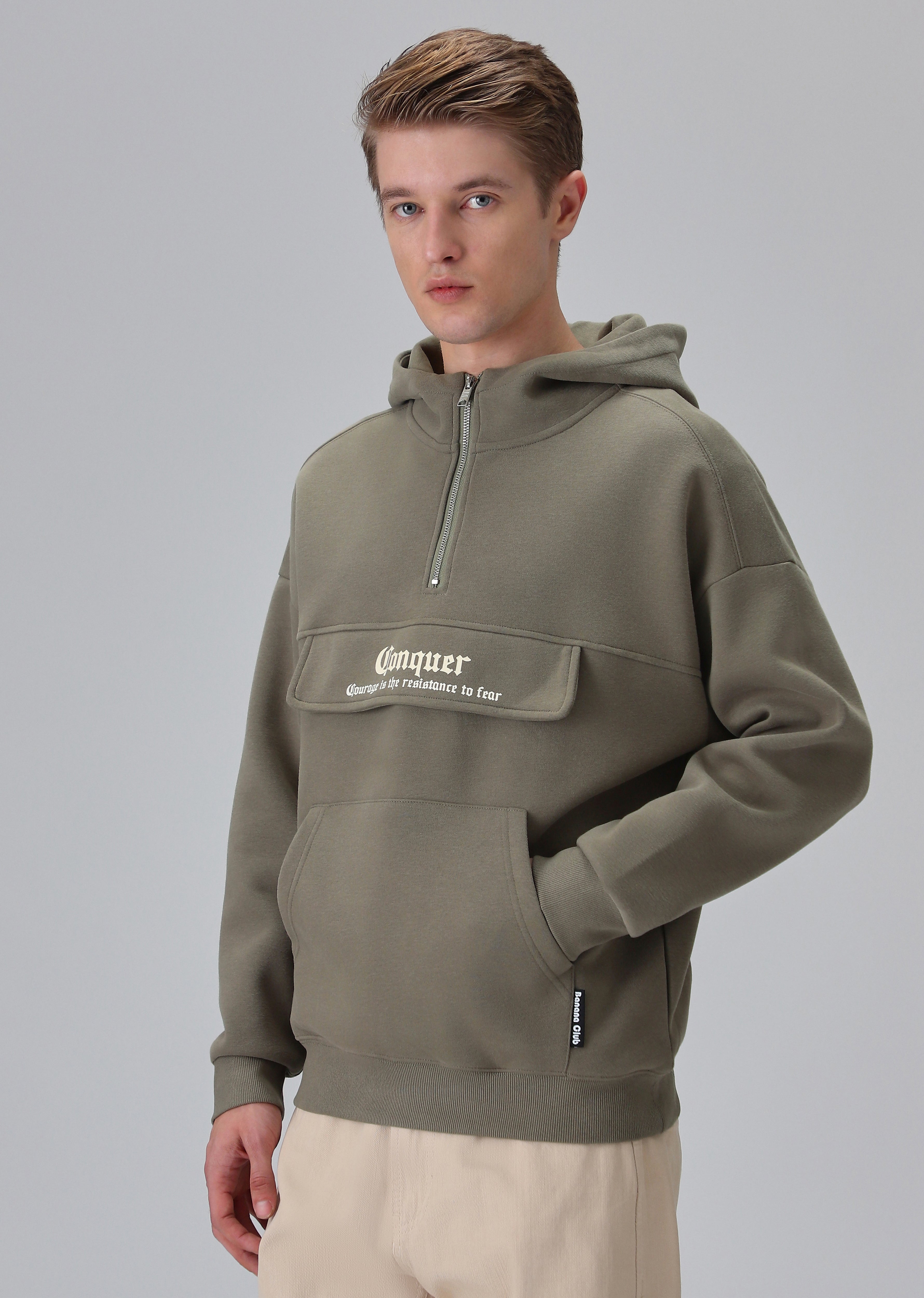 Zipper Style Olive Hoodie