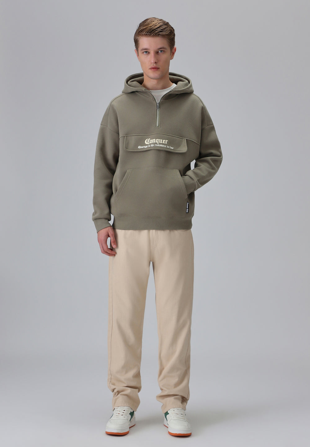 Zipper Style Olive Hoodie