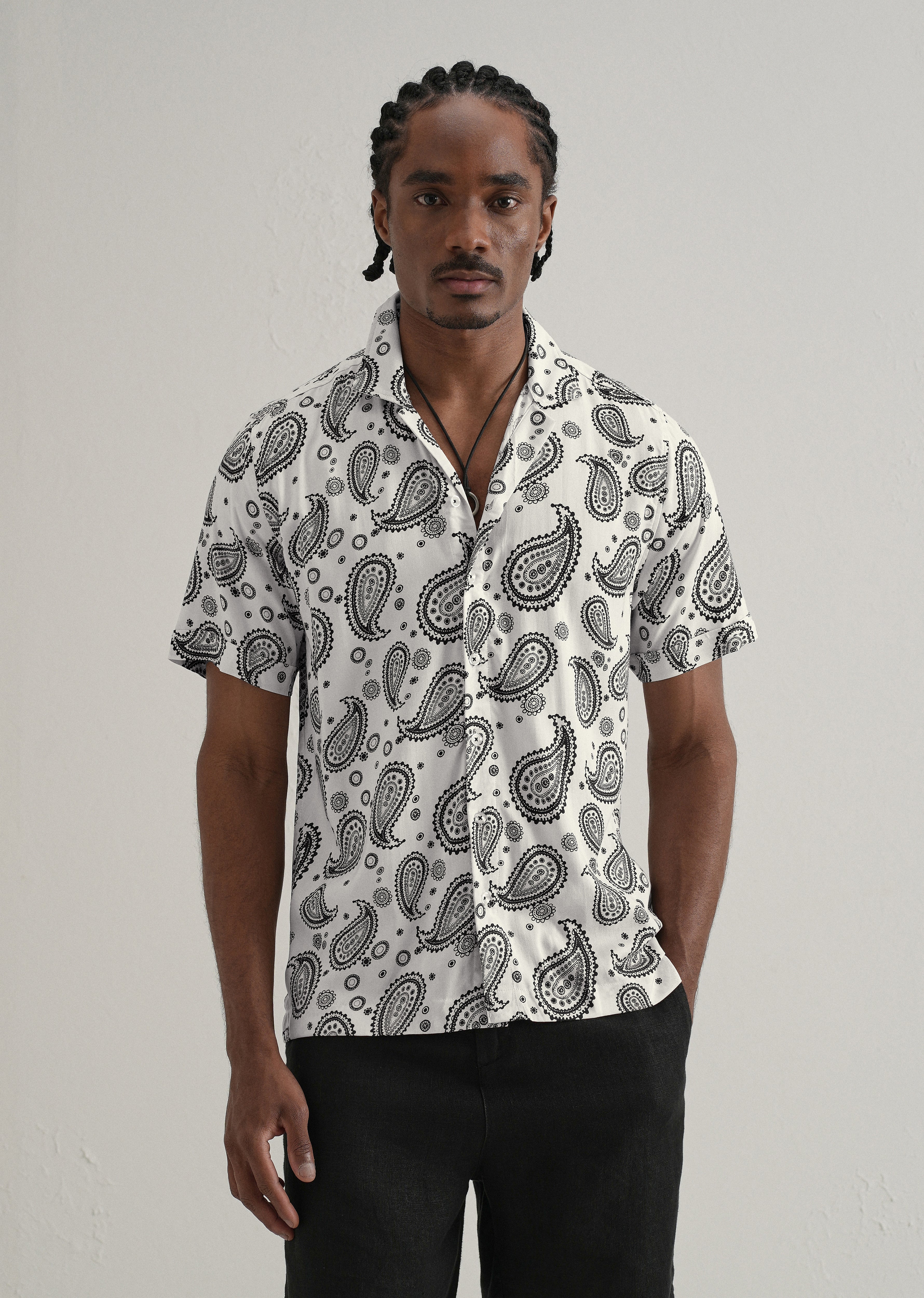 Zubolo Paisley Print Short Sleeve Shirt