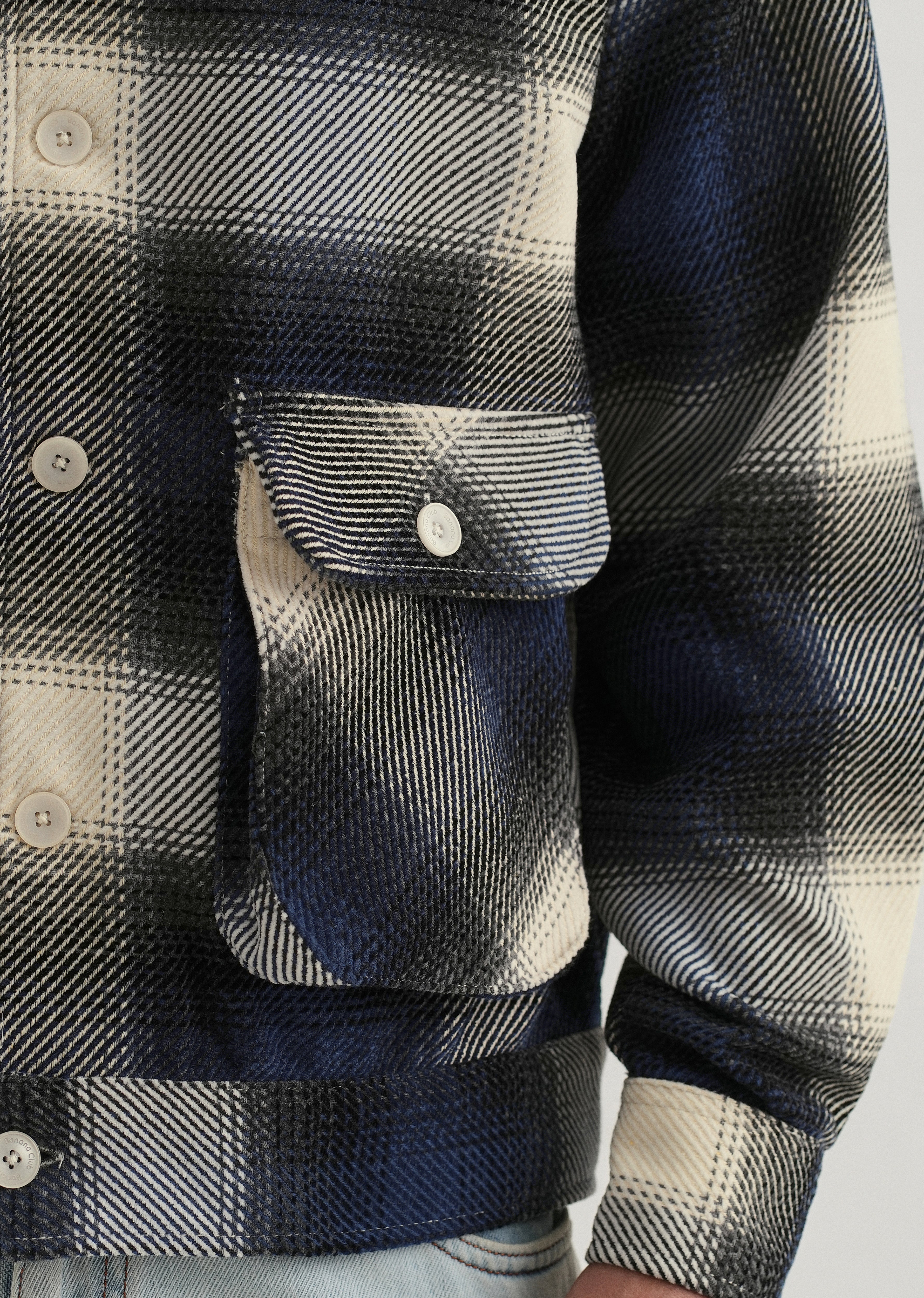 Black Brushed Check Utility Shacket