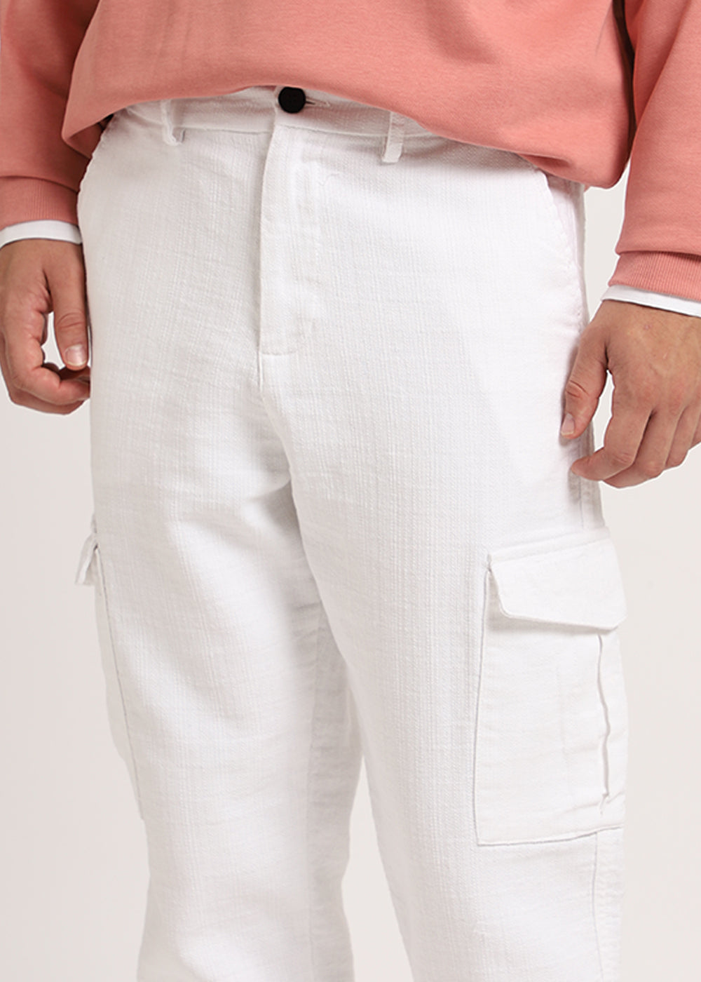 Pearl White linen Cargo Pants